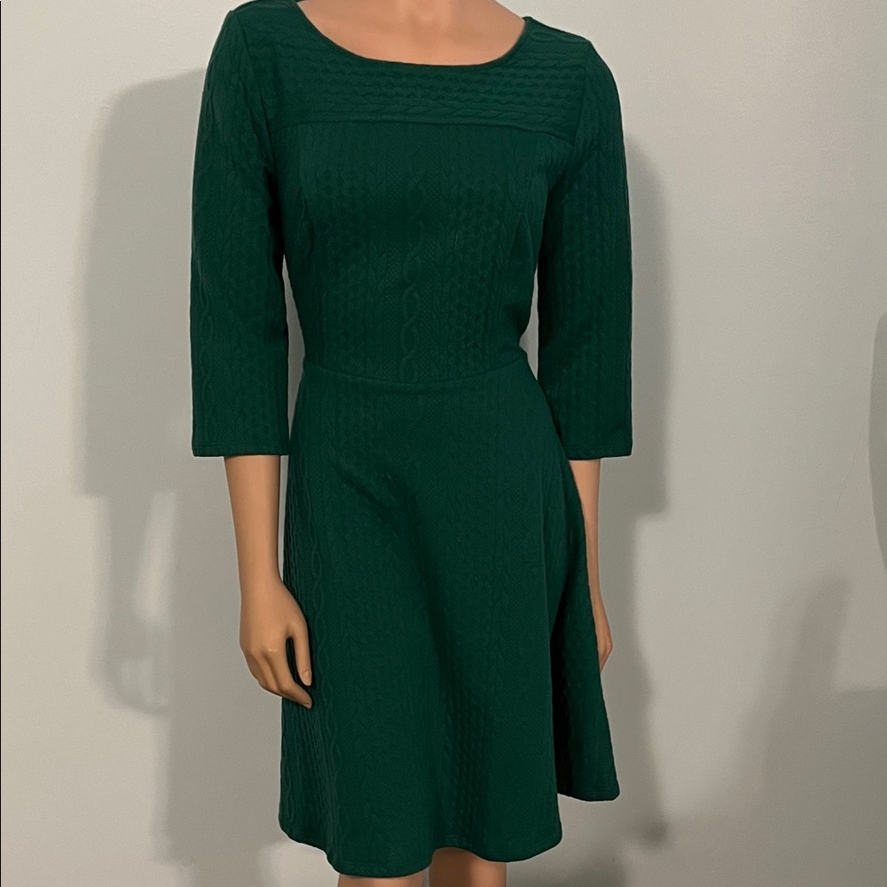 Modcloth Green Knit Long Sleeve Dress